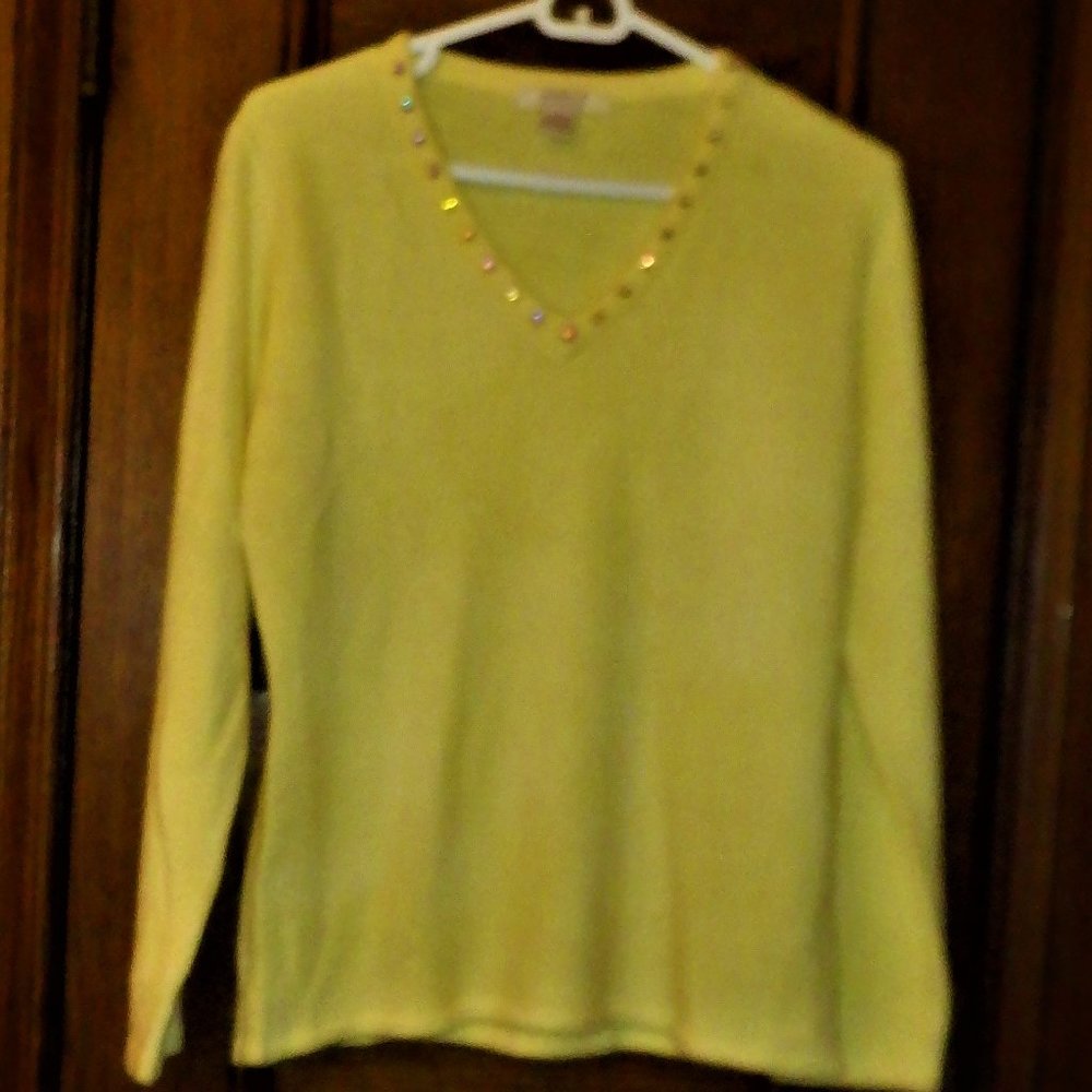 ~~~ INSPIRE by One Step UP~~~~  Top with 20 Rhinestones Around V Neckline